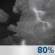 Sunday Night: Showers and thunderstorms before 2am. Mostly cloudy, with a low around 51. Chance of precipitation is 80%. Sunday Night: Showers And Thunderstorms