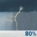 Monday: Rain showers likely before 8am, then showers and thunderstorms. Mostly cloudy, with a high near 72. Chance of precipitation is 80%. Monday: Showers And Thunderstorms