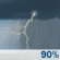 Wednesday: Rain showers before 11am, then showers and thunderstorms. Cloudy, with a high near 82. South wind 2 to 6 mph. Chance of precipitation is 90%. Wednesday: Showers And Thunderstorms